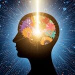 Symbolbild IT-Sicherheit f&uuml;r alle: Menschlicher Kopf mit aktivierten Zahnr&auml;dern, die Kreativit&auml;t und sicheres, neurodiverses Denken in der digitalen Welt darstellen.